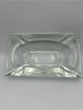 Ashtray Vintage 7" x 4.25" x 1.75" Clear Heavy Glass Rectangular 4 Slots